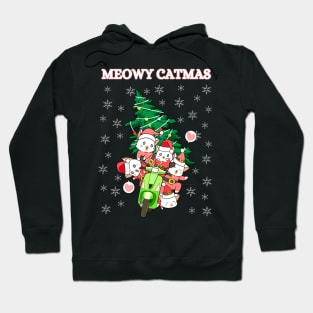 Kawaii Christmas Santa Cats Hoodie